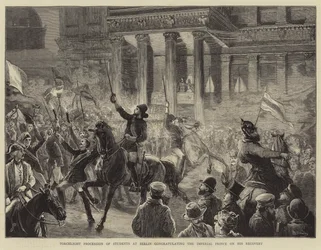 Fackelzug der Studenten in Berlin zur Gratulation des kaiserlichen Prinzen zu seiner Genesung